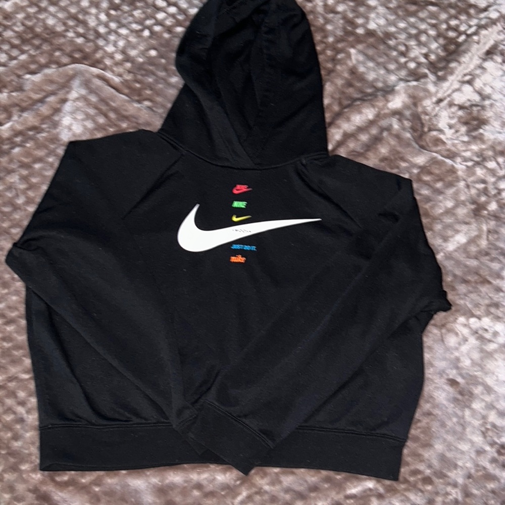 Pre owned Nike Sportswear Women's Black Swoosh Fleece Hoodie SZ: M